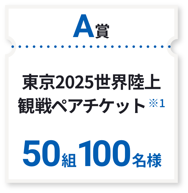 A賞 東京2025世界陸上観戦ペアチケット 50組100名様